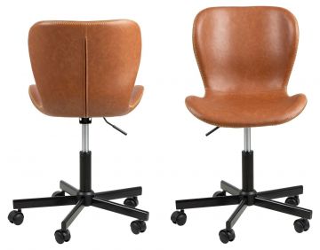 ACT- 0000082367 | Bjarne chaise de bureau en PU 691-B retro cognac - coutures contrastées | Belfurn