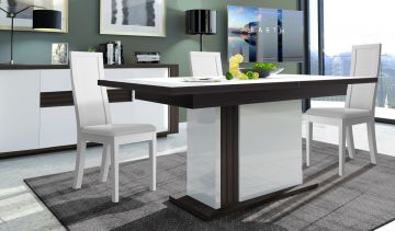 SCI_21SD2730 | AARON wengé - blanc - table avec allonge 180/225cm | Belfurn