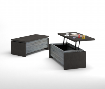 SCI_21SA2930 | Backya gris - table basse avec plateau relevant 63x118 cm | Belfurn