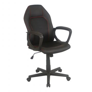 DE_ 272819 | BOGOTA bureaustoel zwart met rode stiksels | Belfurn