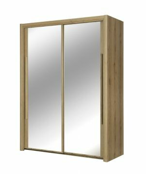 Kinder kledingkast Cyrus eik kledingkast 2 schuifdeuren 180cm Houtkleur 63x183 cm – stijlvol en praktisch