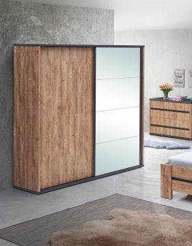 O01_WR80206 | elsa armoire 2 portes coulissantes 220cm coloris bois de manguier | Belfurn