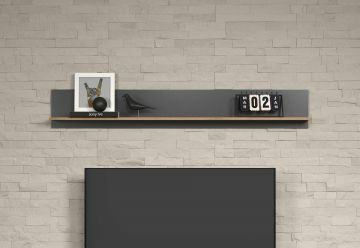 Inkomhal Esteban - muurplank 167x25cm in melamine antraciet met draagblad in eik 18x167 cm – stijlvol en praktisch