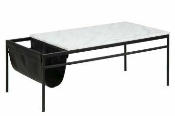 ACT- H000019253 | Atalaya table basse marbre blanc avec porte-journaux - pied noir | Belfurn