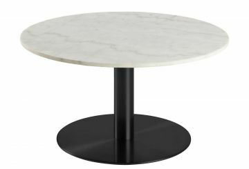 ACT- H000020133 | Vita salontafel bovenblad in wit Guangxi marmer Ø:80 cm met poot in zwart geborsteld staal | Belfurn
