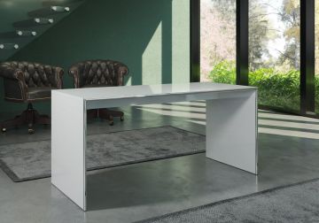 TE_195271621 | Infinity - mobilier de bureau - table de travail 160cm en laque gris-claire avec des profils chromé | Belfurn