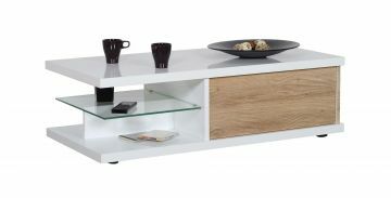 SCI_16SR2930 | Cusco blanc brillant et chêne  - table basse 120x60cm avec led intégré | Belfurn