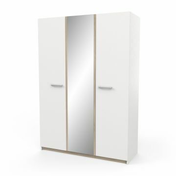 Kasten met draaideuren Watson Kledingkast 3 deuren en 1 spiegel Wit 51x133 cm – stijlvol en praktisch