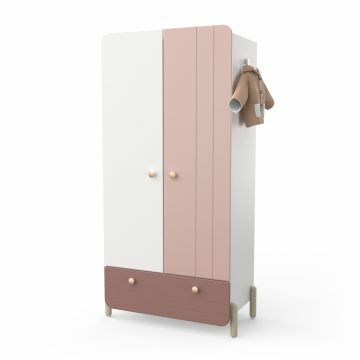 DE_ 287226 | Jade Kledingkast 2 deuren  95x188cm - melamine wit roze | Belfurn