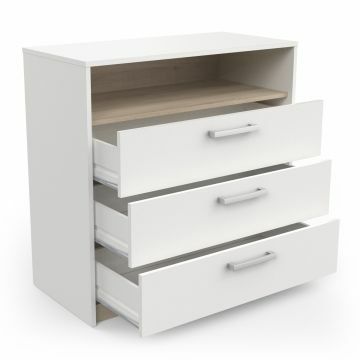 Commode Watson Ladenkast - commode 3 lades/1 vak Wit 39x82 cm – stijlvol en praktisch