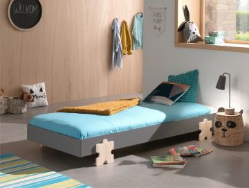 VI-MDBE9315 | 1 persoons bed 90x200cm Modulo grijs met puzzle poot | Belfurn