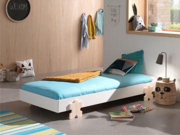 VI-MDBE9314 | 1 persoons bed 90x200cm Modulo wit met puzzle poot | Belfurn
