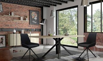 SCI_18SB2739 | Russel - table de séjour rectangulaire pied central 190cm en décor chêne claire | Belfurn
