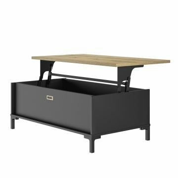 DI_ 1E16082 | Manchester - salontafel met liftsysteem 107x60cm kleur zwart met helvezia eik | Belfurn