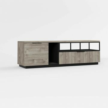 SCI_20SC3311 | Strong - meuble tv 180cm en chêne gris et métal noir | Belfurn