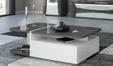 SCI_19SA2901 | TIAGO gris-blanc laqué - table basse 120x70cm avec 1 lade | Belfurn