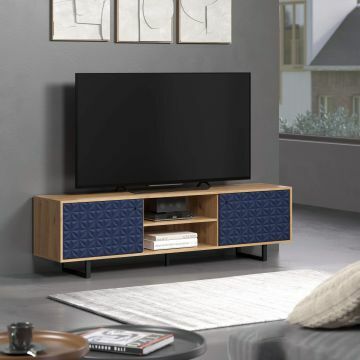 TE_ 224031984 | Sentra - meuble tv avec portes bleues foncées 184x52x40 cm | Belfurn