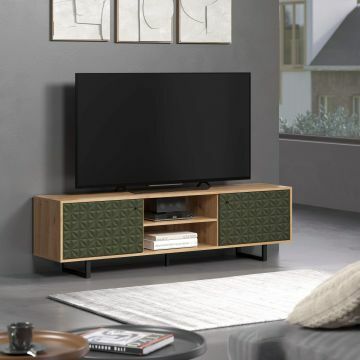 TE_ 224031982 | Sentra - meuble tv avec portes vertes 184x52x40 cm | Belfurn