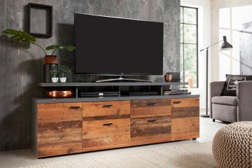 TE_188032423 | MOOD tv meubel 180x66cm decor oud hout met grijs | Belfurn