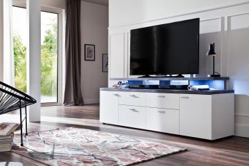 TE_188032438 | MOOD meuble tv 180x66cm decor blanc et marbré. | Belfurn