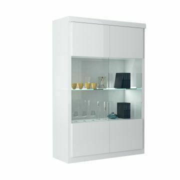 SCI_19SC4020 | Glossy blanc - vitrine 2 portes 120cm en laque brillante | Belfurn