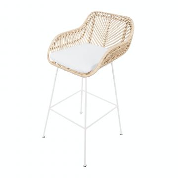 Barkruk BALI TABOURET DE BAR ROTIN PIEDS METAL 51x47 cm – stijlvol en praktisch