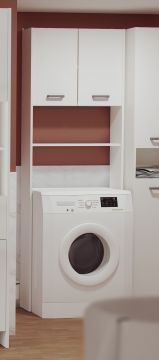 Armoire de salle de bain Coral colonne sanitaire 2 portes 66x185cm coloris blanc               