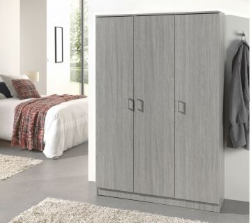 O01-300102-gr | armoire à linge 3 portes EDEN 120cm chêne gris | Belfurn