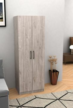 O01_200102-3 | armoire 2 portes lingère EDEN 80cm nouveau chêne gris | Belfurn