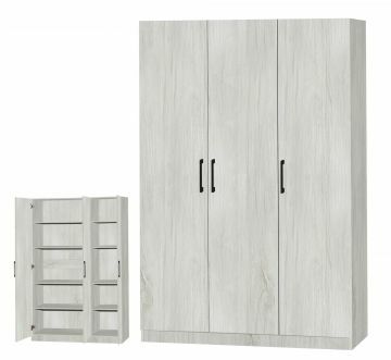 O01-300102-3 | armoire à linge 3 portes EDEN 120cm chêne blanchi | Belfurn