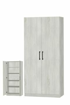 O01_200103-2 | armoire 2 portes lingère EDEN 60cm chêne blanchi | Belfurn