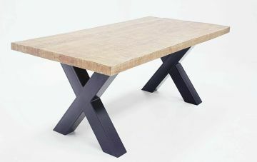 I02_xian220 | Table de séjour pieds croisés Xian en bois de manguier 220x100cm | Belfurn