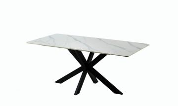 O01_OST180CW | Table à manger Carrara 180x90 cm en céramique blanche | Belfurn