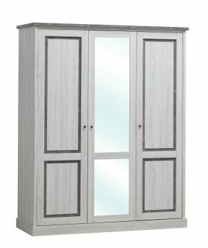 O01-emma-WR80134 | Emma kledingkast 3 deuren in witte eik met grijze top en profielen | Belfurn