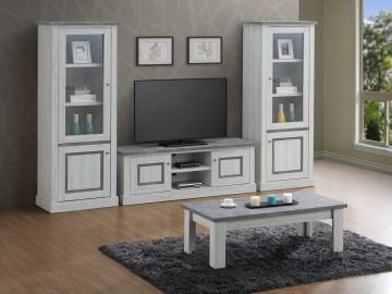 O01_17014-60122-17014-led | TV-wand Emma-2 bestaande uit Tv-meubel met 2 x kolom glasdeur | Belfurn