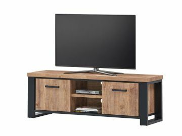 O01_EC 60175 | Tv-meubel estherela 160cm in mango decor met zwarte zijbalken | Belfurn