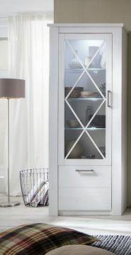 TE_173513156 | Georgia  colonne vitrée meuble de rangement style campagnard finition décor pin blanc | Belfurn
