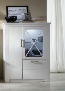 TE_173503556 | Georgia  vitrine meuble de rangement style campagnard finition décor pin blanc | Belfurn