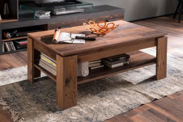 TE_187911824 | Table basse Indy 110x65 cm finition décor bois ancien et matera gris | Belfurn