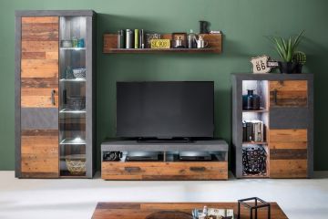TE_187997323 | 4 delige TV-wand meubelset Indy 343 cm - decor oud hout met grijs | Belfurn