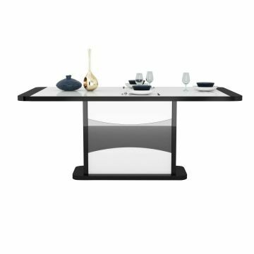 SCI_19SB2730 | TIAGO noir-blanc laqué - table avec allonge 180/225cm | Belfurn