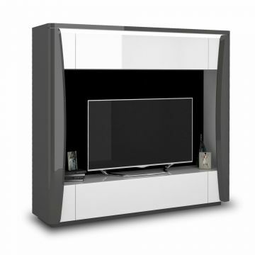 SCI_19SA3111 | TIAGO gris-blanc laqué - grand mural living 180cm | Belfurn