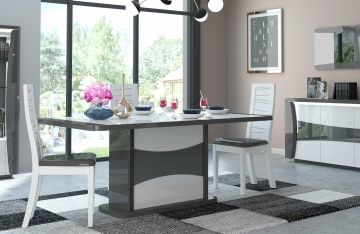 SCI_19SA2730 | TIAGO gris-blanc laqué - table avec allonge 180/225cm | Belfurn