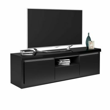 SCI_19SD3321 | Glossy noir - meuble tv 160cm en laque brillante | Belfurn