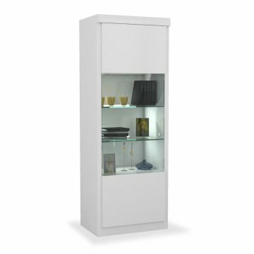 SCI_19SC3910 | Glossy blanc - Vitrine -colonne 1 porte 65 cm en laque brillante | Belfurn