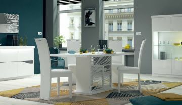 SCI_19SC2730 | Glossy wit - eettafel met verlengblad 180-225cm in witte hoogglanslak | Belfurn