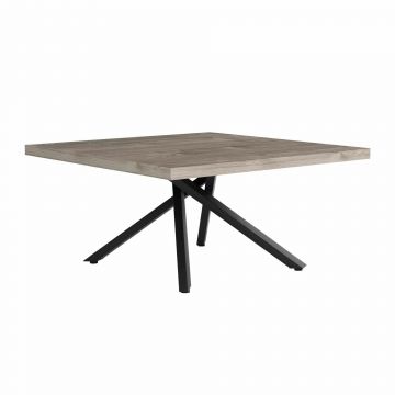 SCI_20SC2920 | Strong - salontafel vierkant 90x90cm in grijze eik en zwart metalen sterpoten | Belfurn
