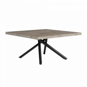 SCI_20SC2920 | Strong - table basse carrée 90x90cm en chêne gris et pied central en métal noir | Belfurn