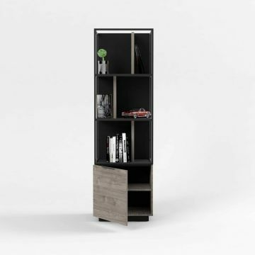 SCI_20SC3410 | Strong - Collonne bibliothèque  55cm en chêne gris et métal noir | Belfurn