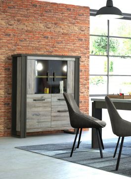 SCI_21SA3441 | Backya gris - argentier vitrine 120cm | Belfurn